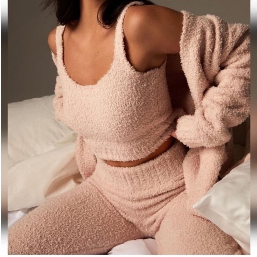 SKIMS Cozy Knit 2 Piece Lounge Set in Dusk Pink, Tank and Pant, Women's Size S/M